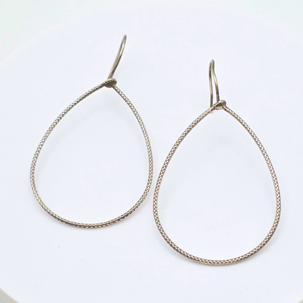 Silpada Vintage Teardrop Sterling Silver Textured Rope Dangle Drop Earrings